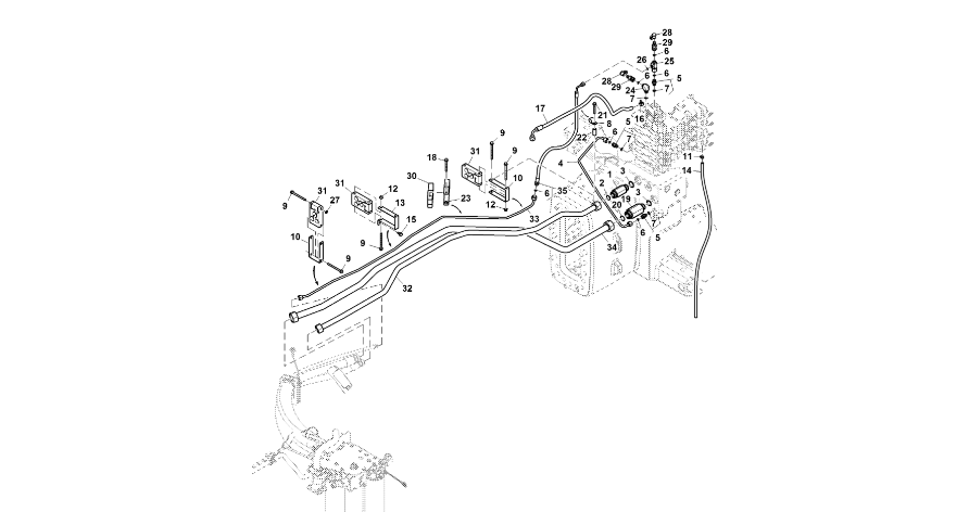 John Deere 9470RX - Przewód olejowy RE580328 (Zawór sterujący)
