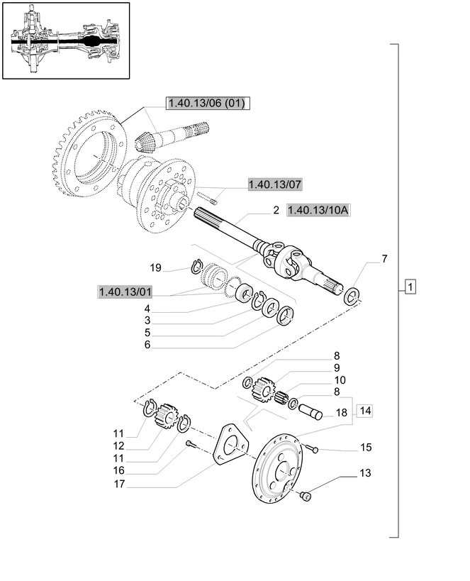 New Holland T6010 Wałek 22t, 14t, 671 mm l 84194844