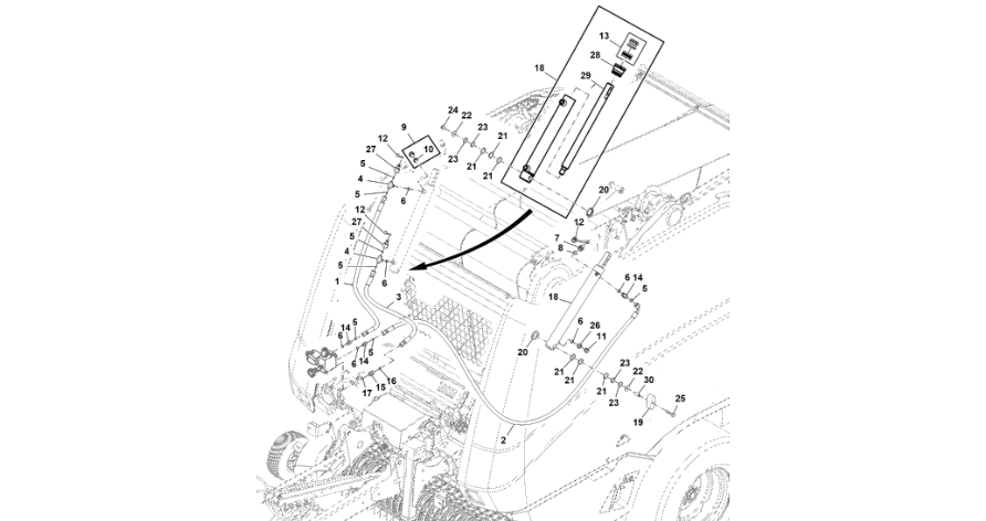 John Deere 960 - Siłownik hydrauliczny DC211907 (Układ hydrauliczny)