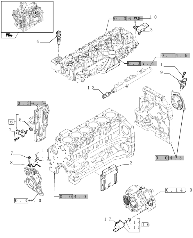 New Holland T6010 T6070 Elektromagnes 2 pin 42541851