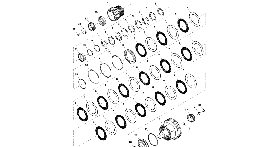 John Deere 9470RX - Wał RE590411 (Przekładnia Power Shift)