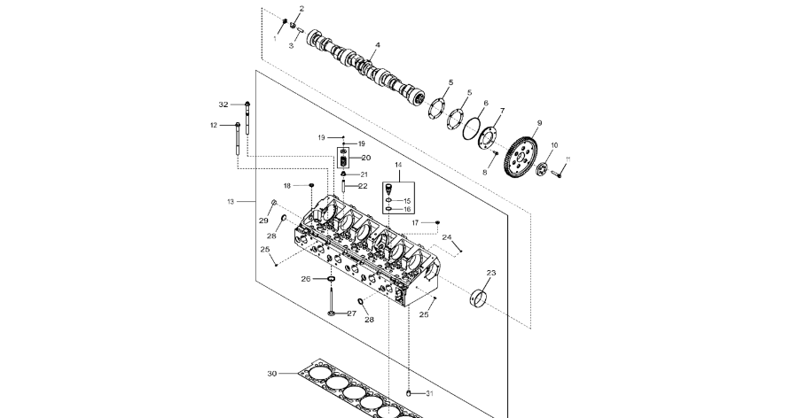John Deere 9470RX - Wałek rozrządu R523162 (Silnik)