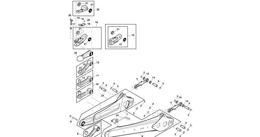 John Deere 960 - Łącznik DC215942 (Rama, pokrywy, róźne)