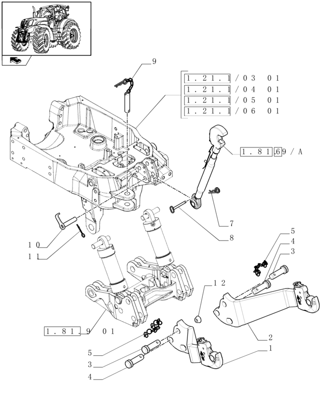 New Holland T6010 Cięgło dolne 87731098