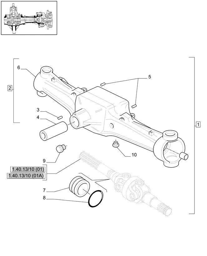 New Holland T6010 Pochwa mostu napedow 87585991