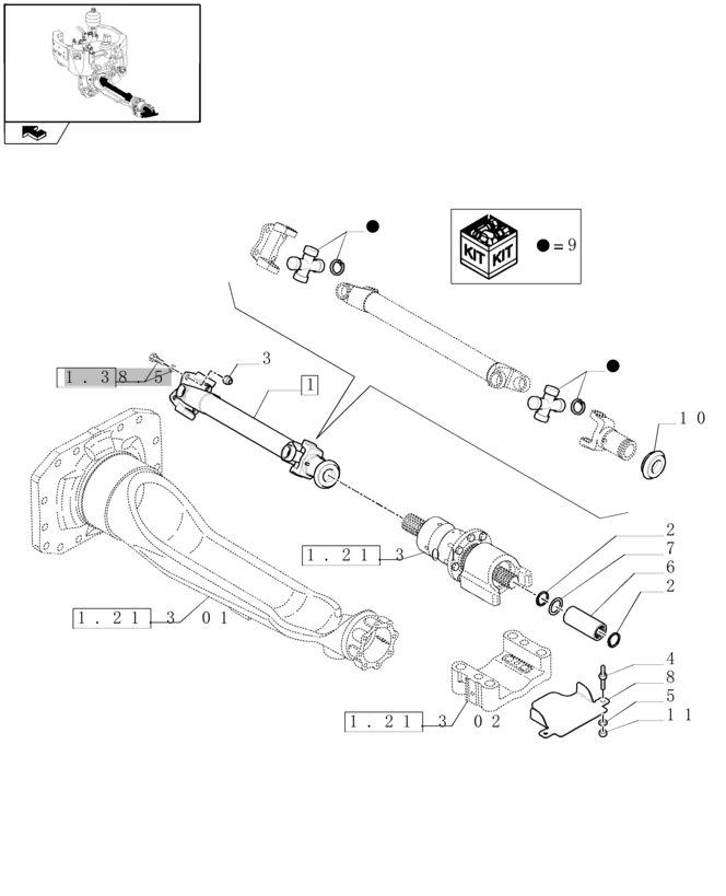 New Holland T6010 T6090 T6070 Wałek napędowy 69.799mm d, 742mm l 84486150
