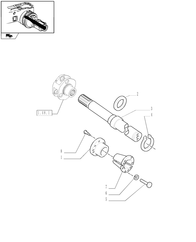 New Holland T6010 T6090 T6070 Wałek 27t, 910.5mm l 5198600