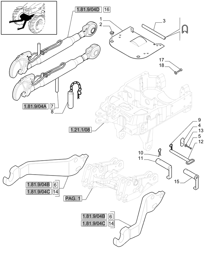 New Holland T6010 T6090 T6070 Cięgło dolne 87631989