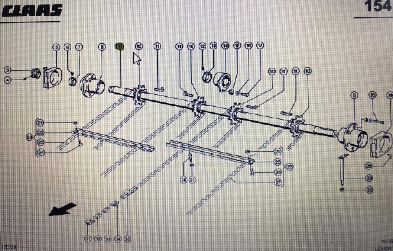 CLAAS 00 0630 379 0/Claas Lexion wałek przenośnika pochyłego/Claas Lexion 580/670-640/460-440