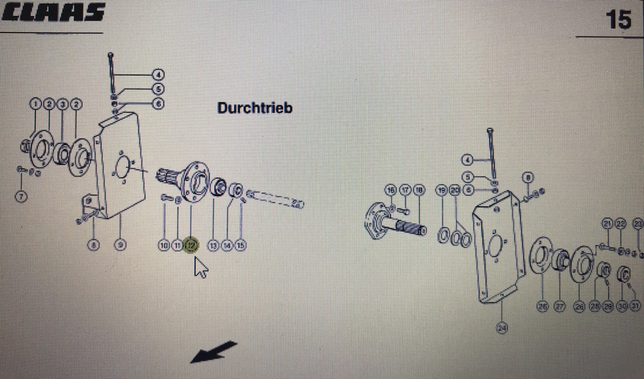 CLAAS 00 0630 700 1/CLAAS V900-V700 mocowanie główki kosy