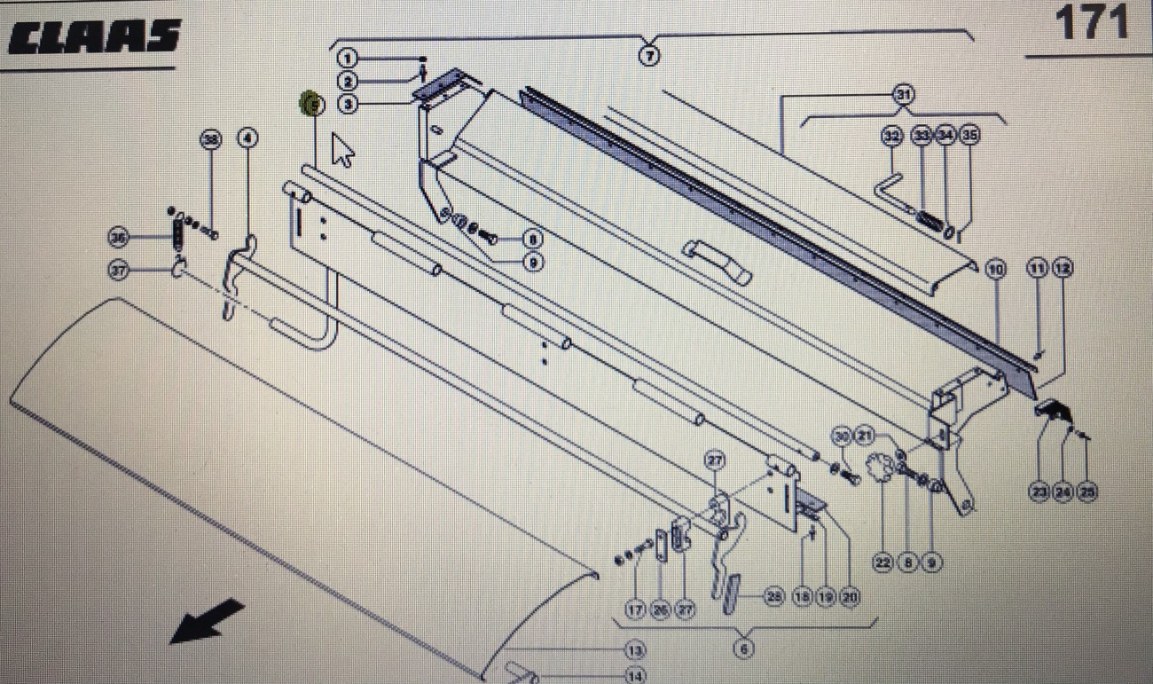 CLAAS 00 0734 379 0/Claas Lexion wałek podajnika zboźowego - 580 560-540 460-440 770-760 670-640
