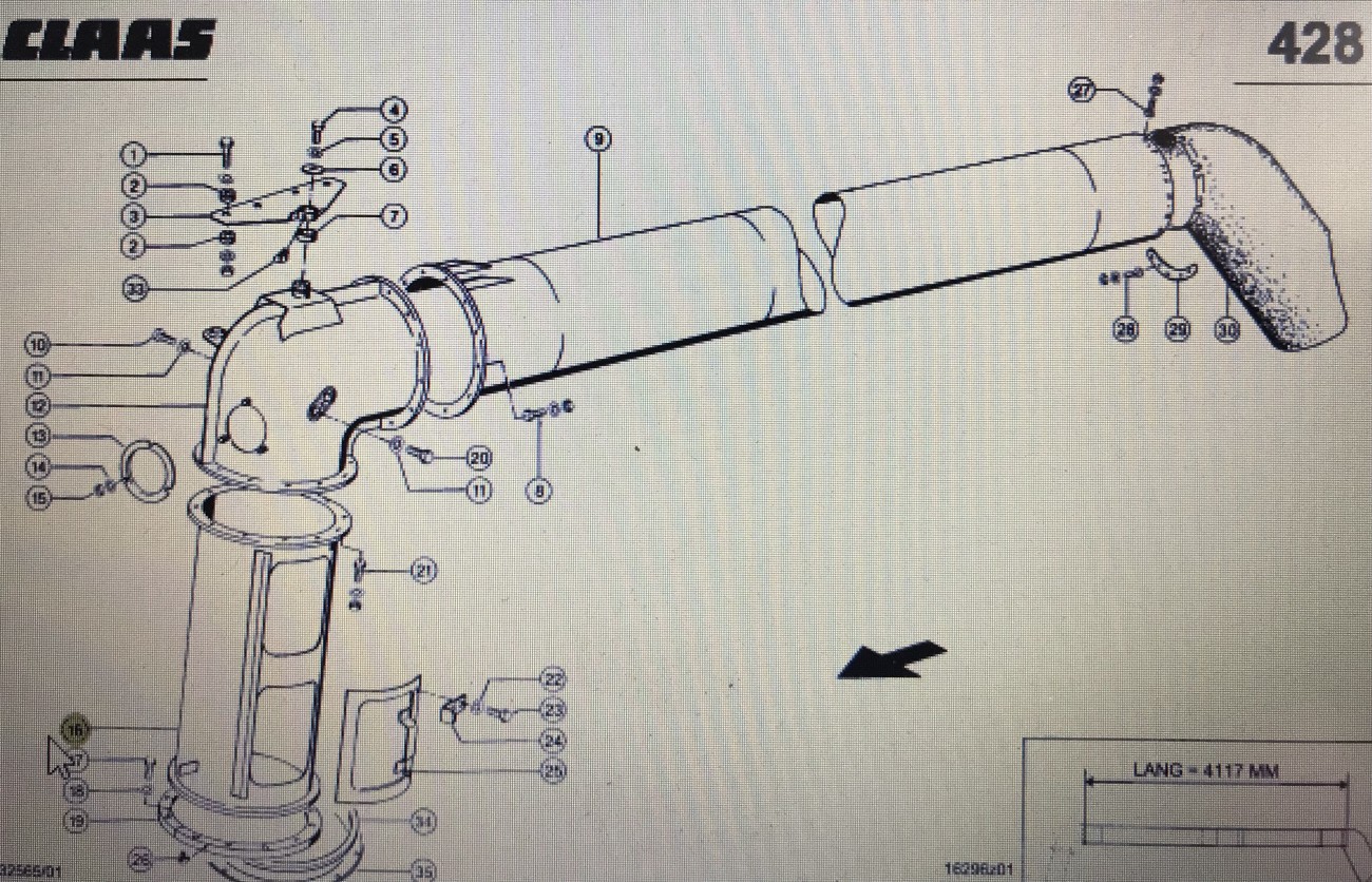 CLAAS 00 0748 697 3/Claas rura pionowa/Claas Lexion 580 410-405 480 430-410 530-510 600