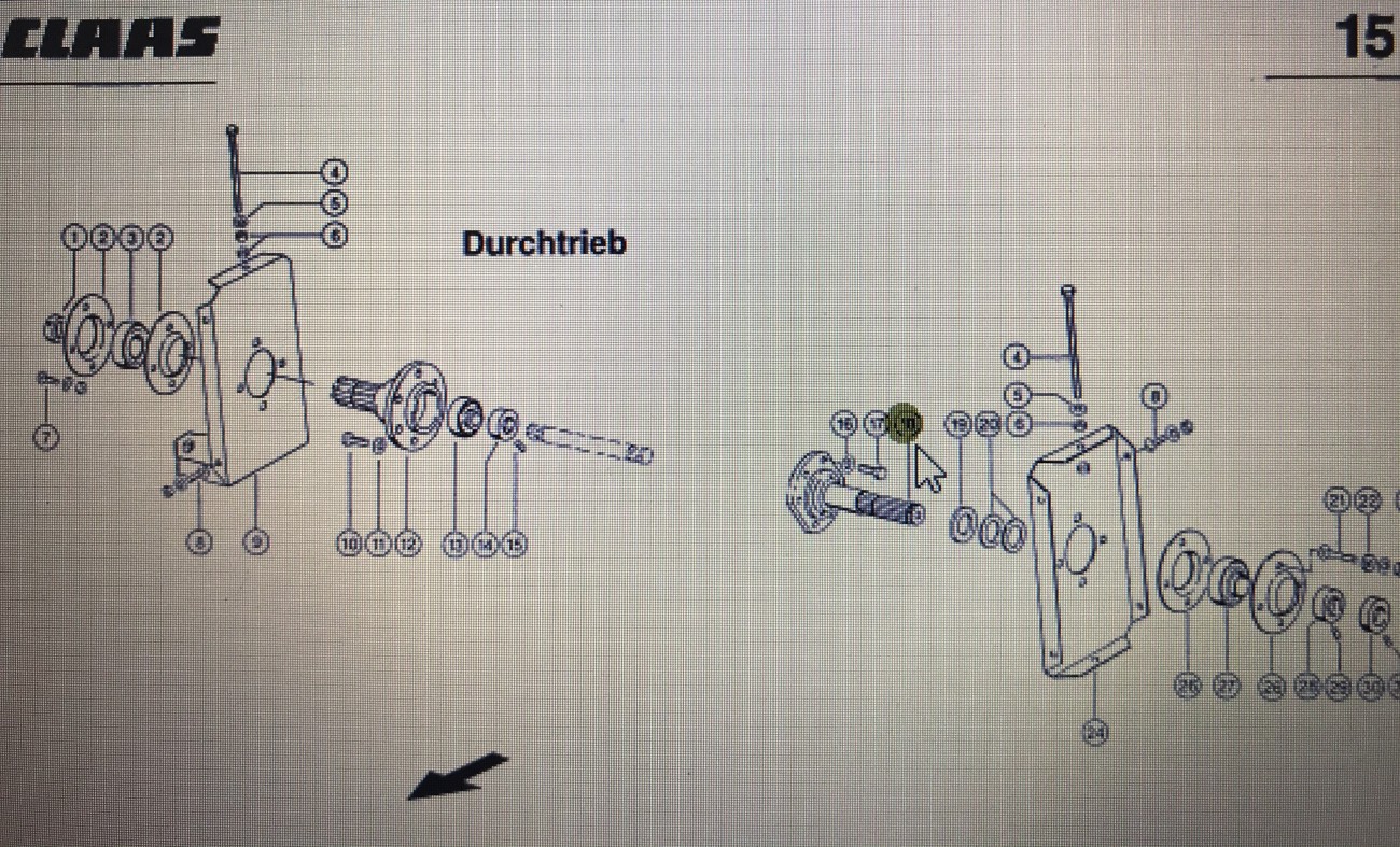 CLAAS 00 0753 365 3/CLAAS V900-V700 wałek napędu naganiacza z wpustem