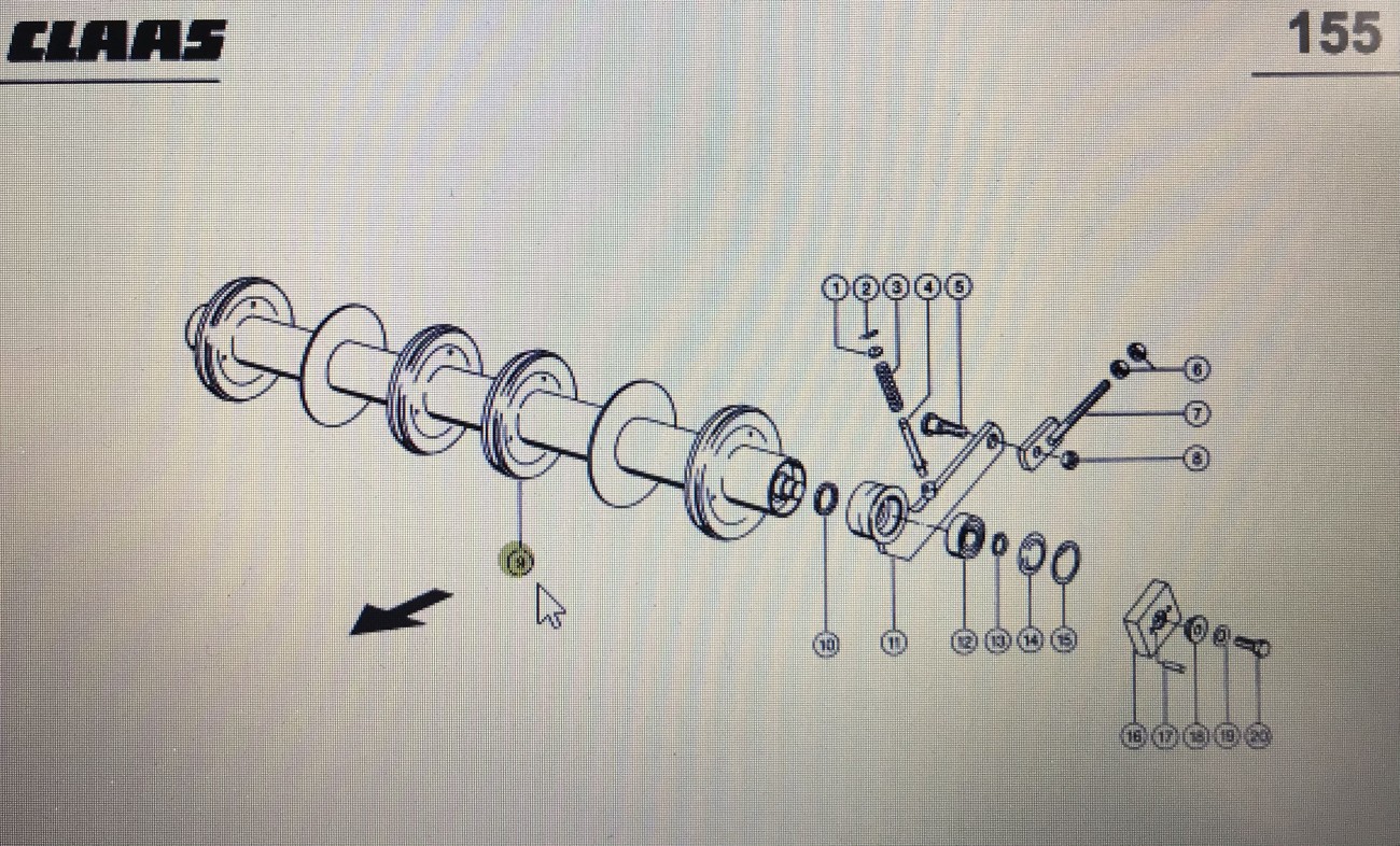 CLAAS 00 0767 585 0/Class Lexion walec prowadzący/Claas Lexion 580 670-640 760 560-540