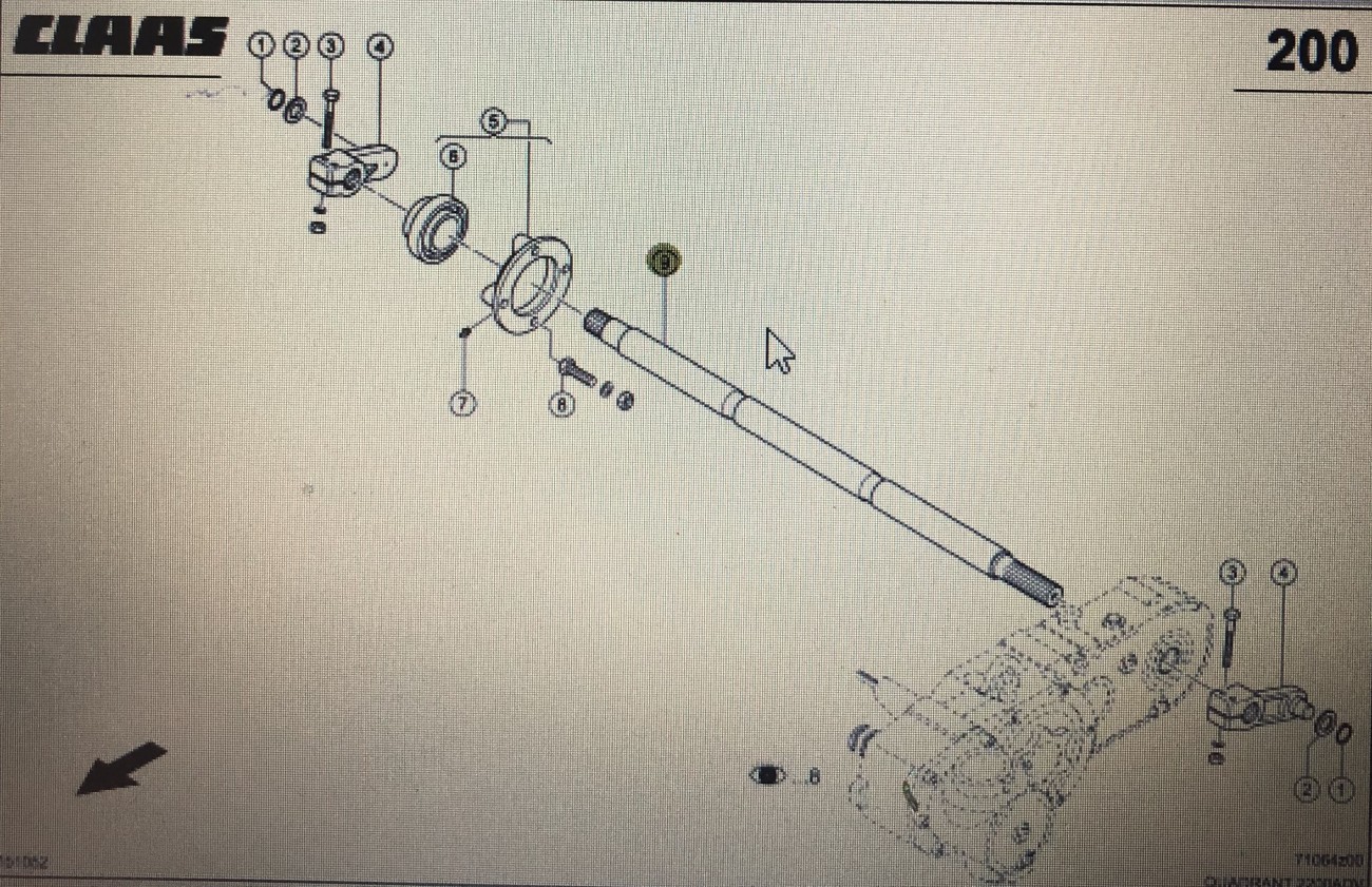 CLAAS 00 0855 759 0/Claas wałek zgarniacza/Claas Quadrant 2200 3200 3300 4200 5200
