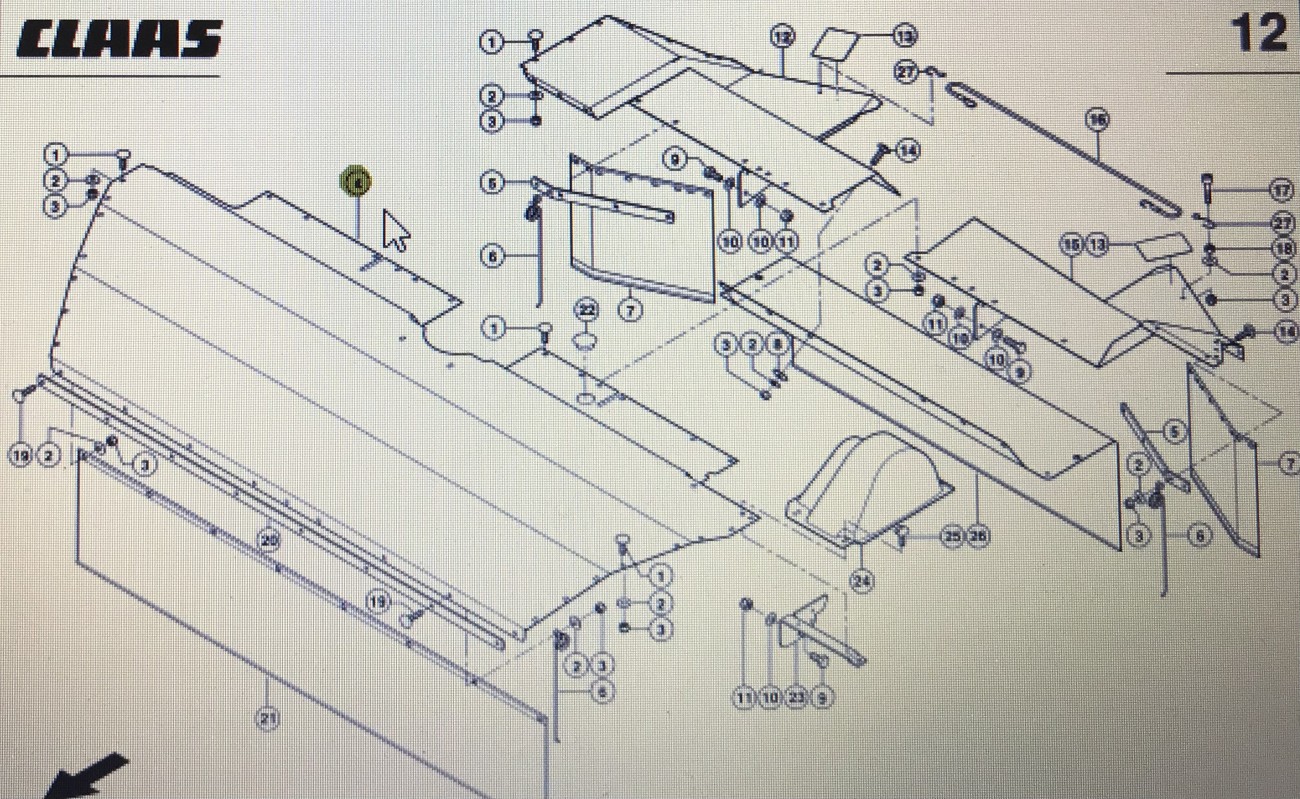 CLAAS 00 0922 988 2/CLAAS Corto blacha osłony przedniej