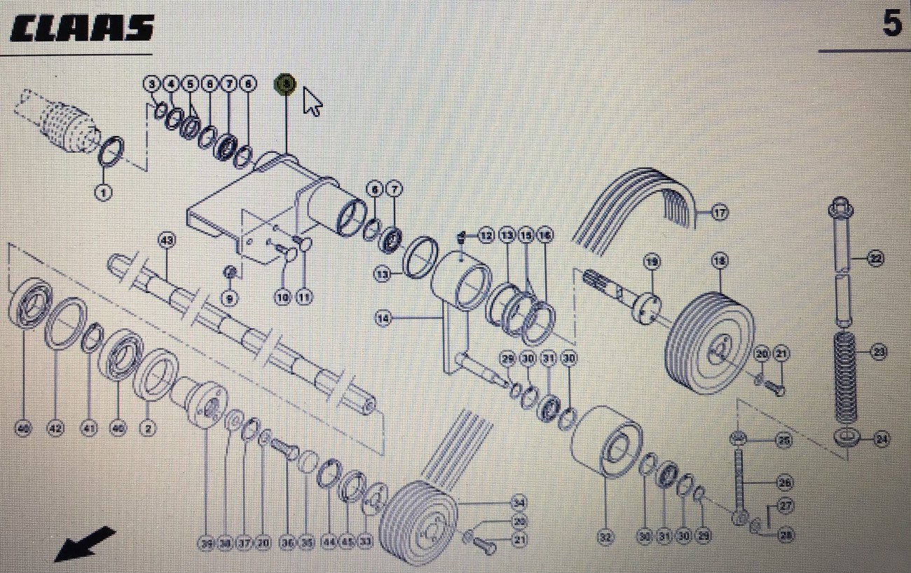 CLAAS 00 0936 216 5/CLAAS Corto wałek przedni naganiacza