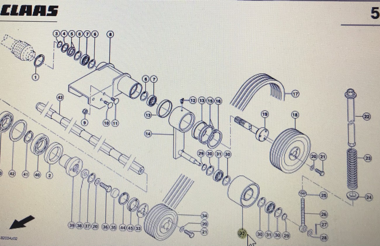CLAAS 00 0949 397 0/CLAAS Corto rolka napinacza