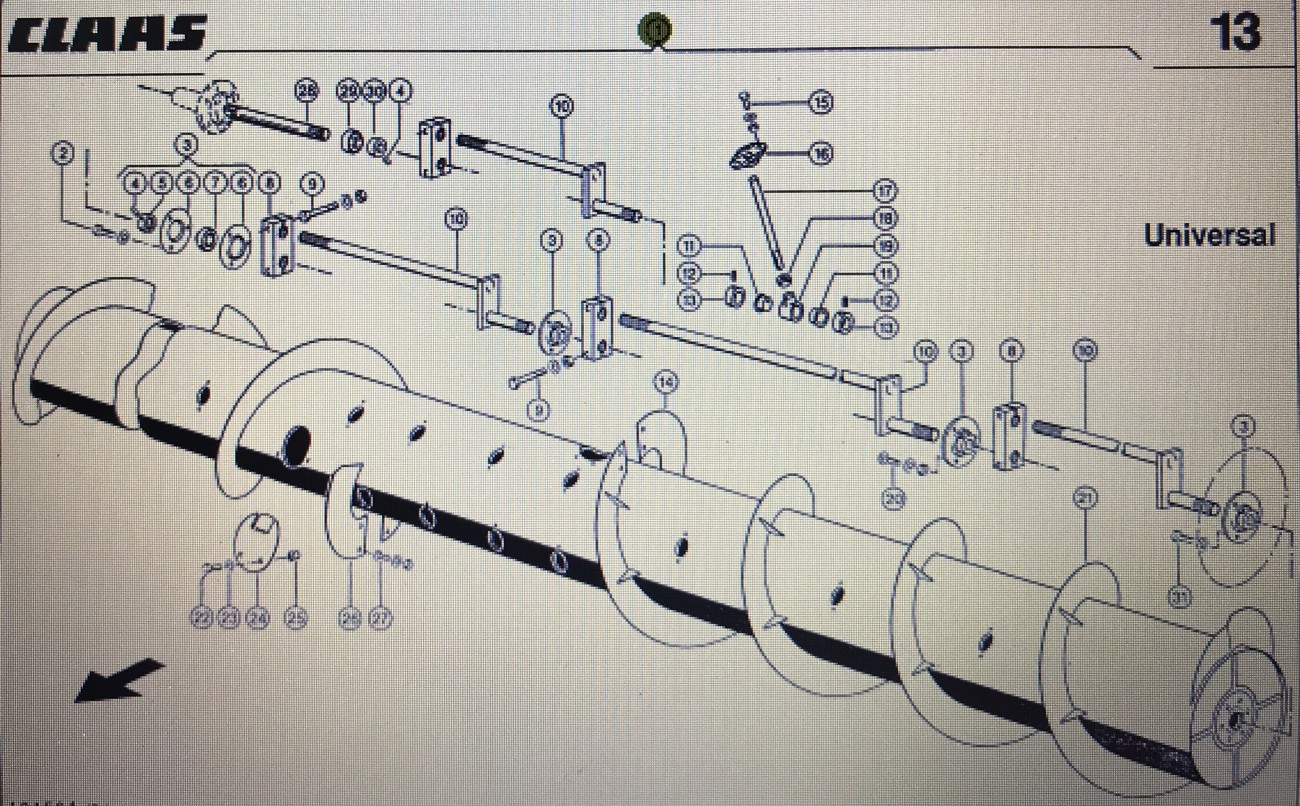 CLAAS 000 753 419 2/ CLAAS V900-V700 bęben wciągający,ślimak,źmijka,przenośnik do hederu