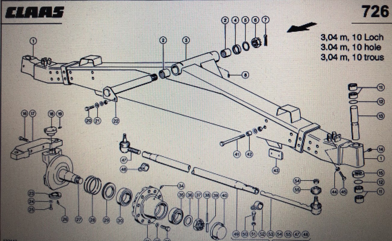 CLAAS LEXION 580 OŚ TYLNA-ZWROTNICA/PIASTA CZĘŚCI