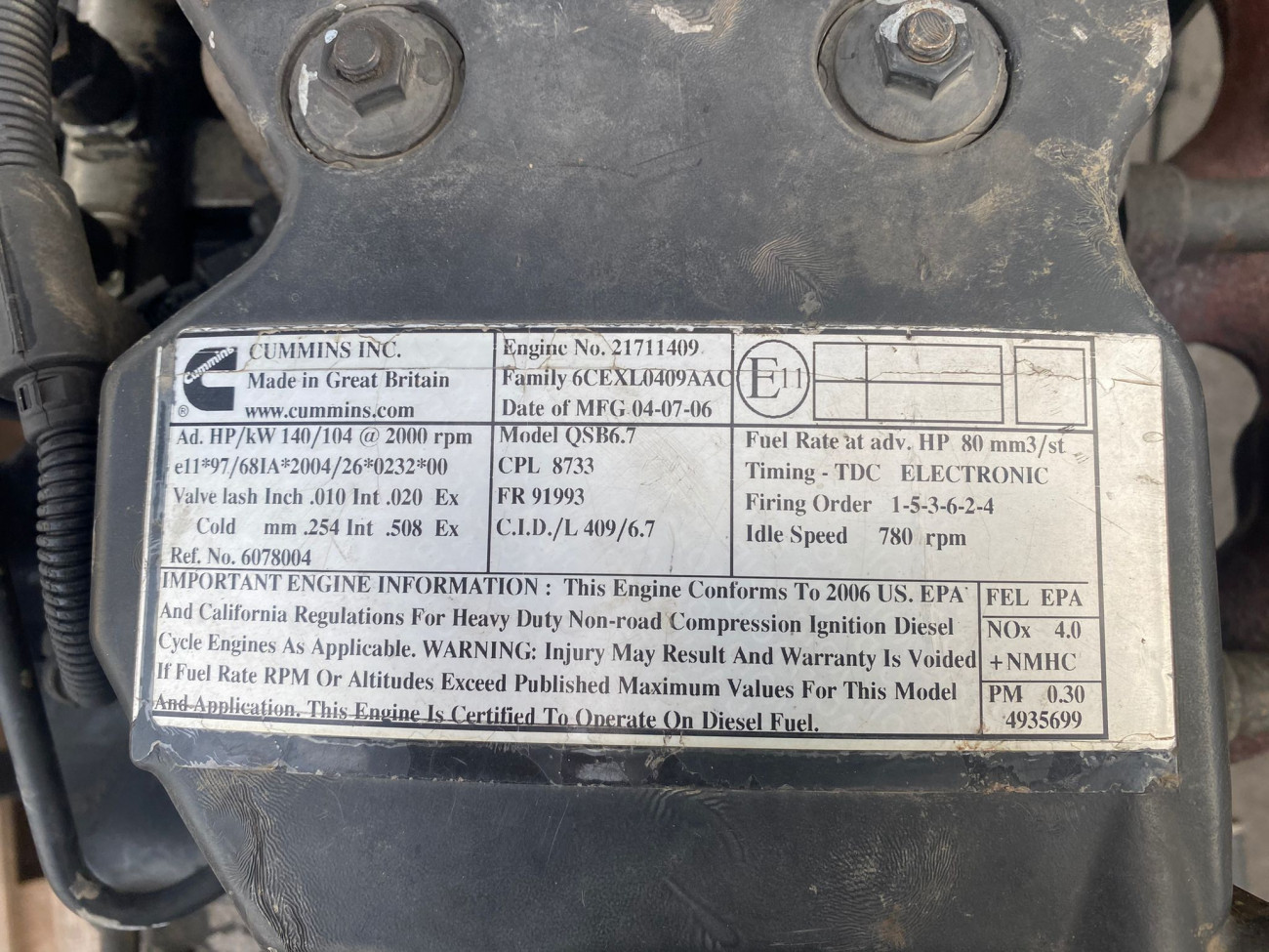 Cummins 21711409 QSB 6.7