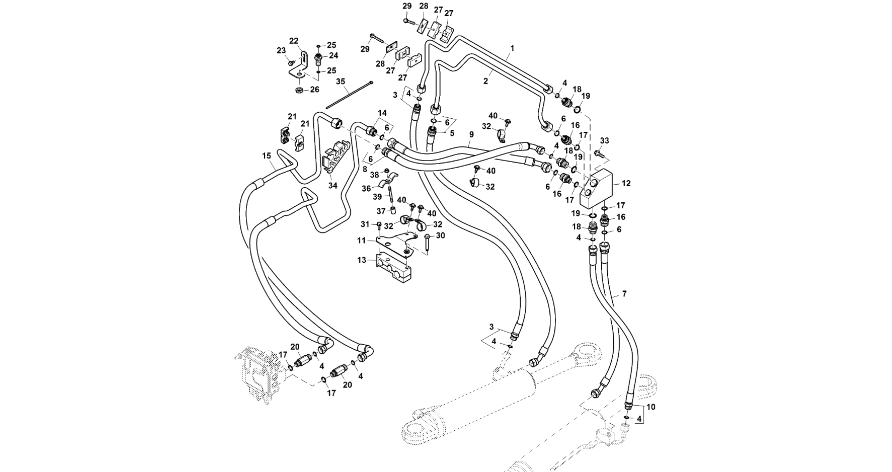 John Deere 9470RX - Przewód olejowy RE584902 (Kierowanie)