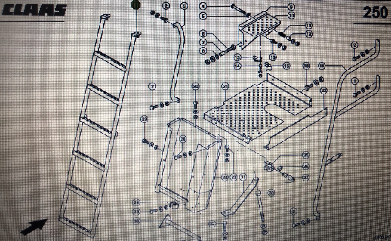 Drabinka Claas Mega 370-340 Nr 1 na rys katalogowym Nr katalogowy 000 646 588 4