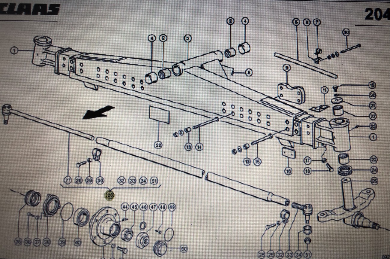 Drąźek kierowniczy Claas Mega 370-340 Nr katalogowy 000 694 194 2 Nr 26 na rys katalogowym