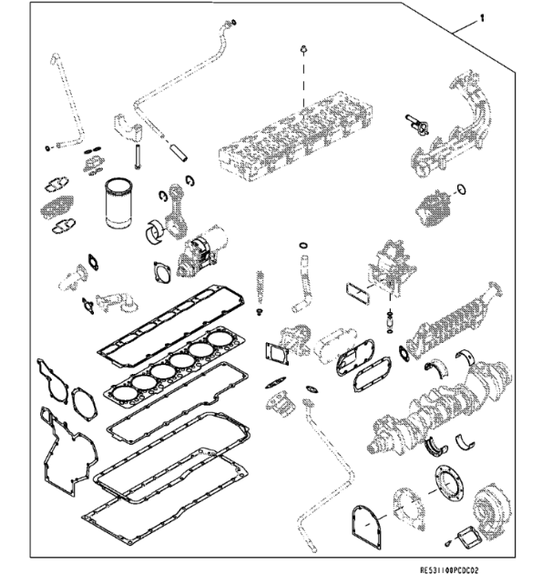 DZ10599 John Deere 8345R - Zestaw remontowy silnika