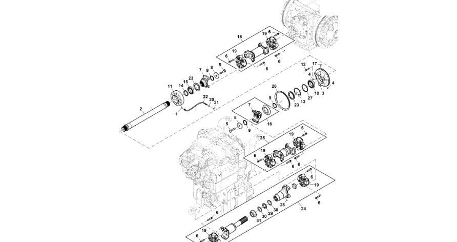 John Deere 9470RX - Jarzmo przegubu uniwersal. RE597762 (Przekładnia Power Shift)
