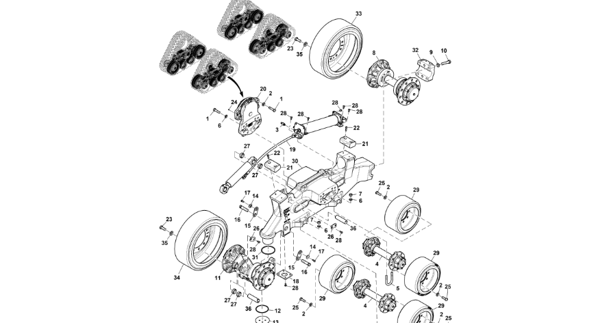 John Deere 9470RX - Wrzeciono RE566976 (Gąsienice i obciąźniki)