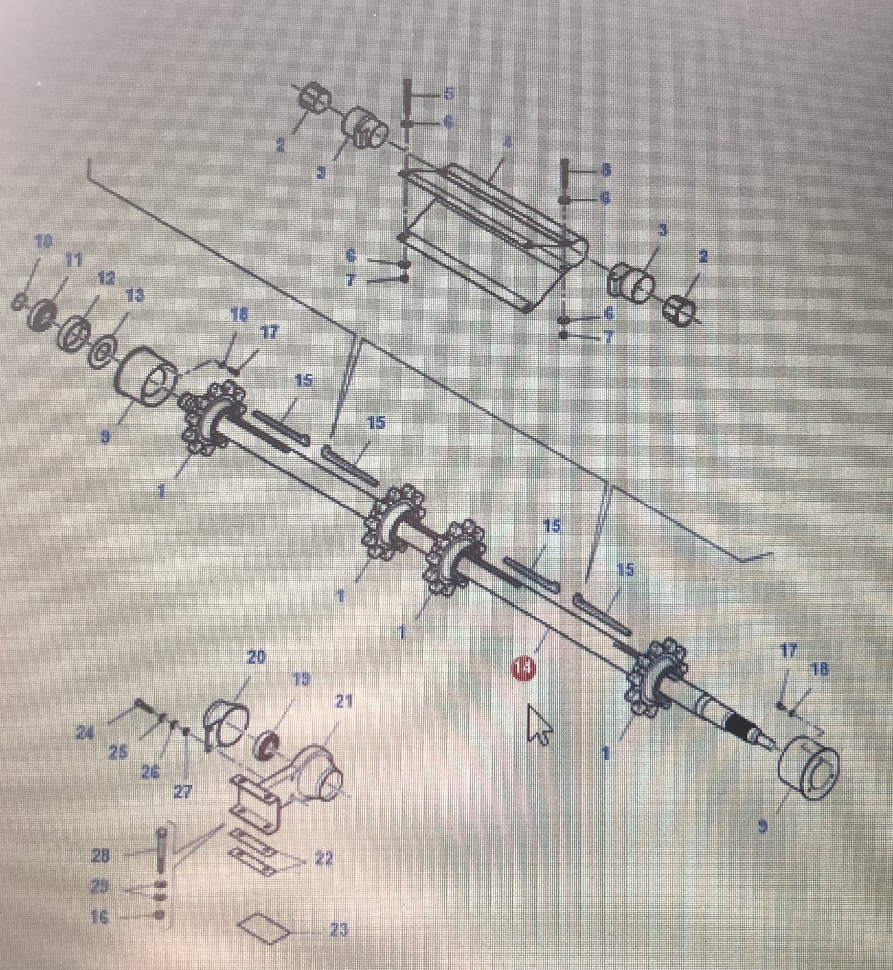 FENDT LA323359950/Fendt wał przenośnika pochyłego/górny wał/Fendt 6335C