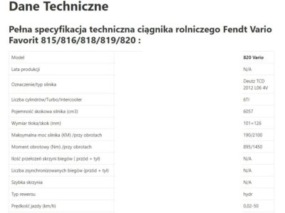 Fendt Vario Favorit 820 [CZĘŚCI MECHANICZNE] - Zwolnica - Zwrotnica - Półoś - Skrzynia - Silnik