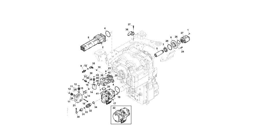 John Deere 9470RX - Pompa RE586666 (Układ hydrauliczny)