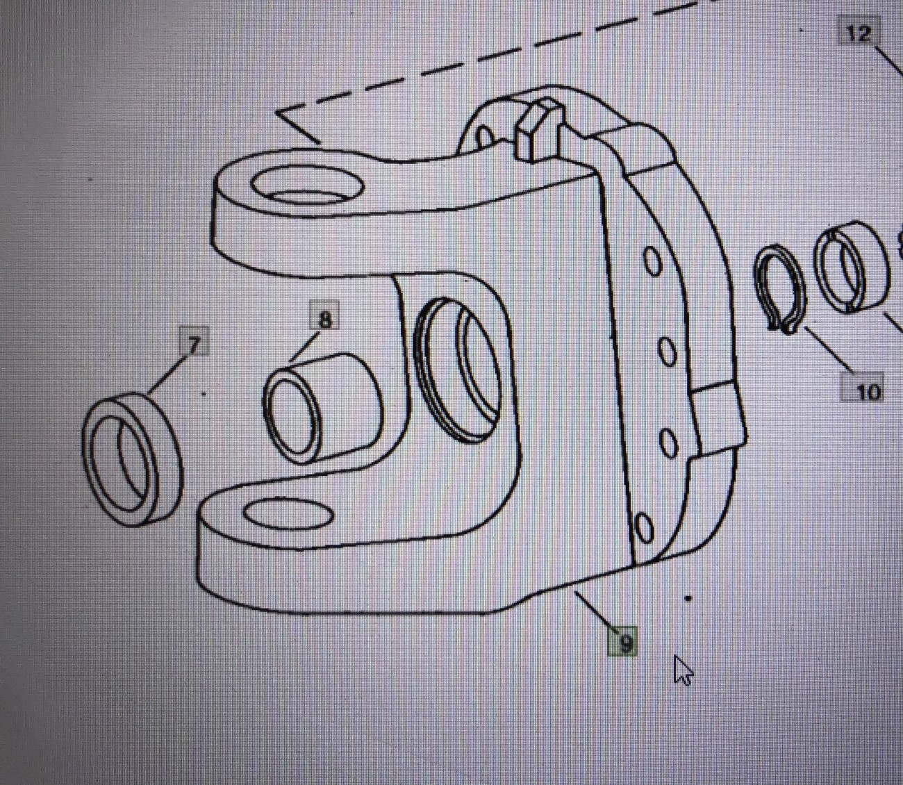 Jarzmo John Deere Nr 9 na rys katalogowym Nr części: prawe R 89007 lewe R 89008