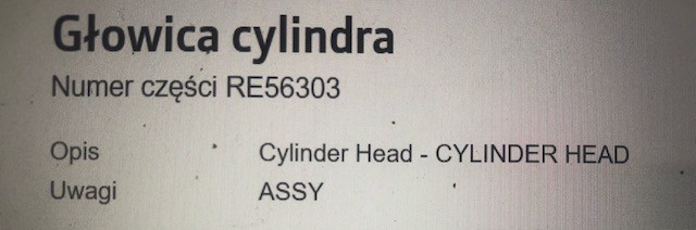 John Deere 6359D - Głowica Cylindrów - AR73978 , Re56303 , R62152 , R62143 , R61035 , R63694