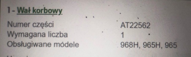 John Deere 6359D - Wał Korbowy | John Deere AT22562,RE502190 , VPC1125