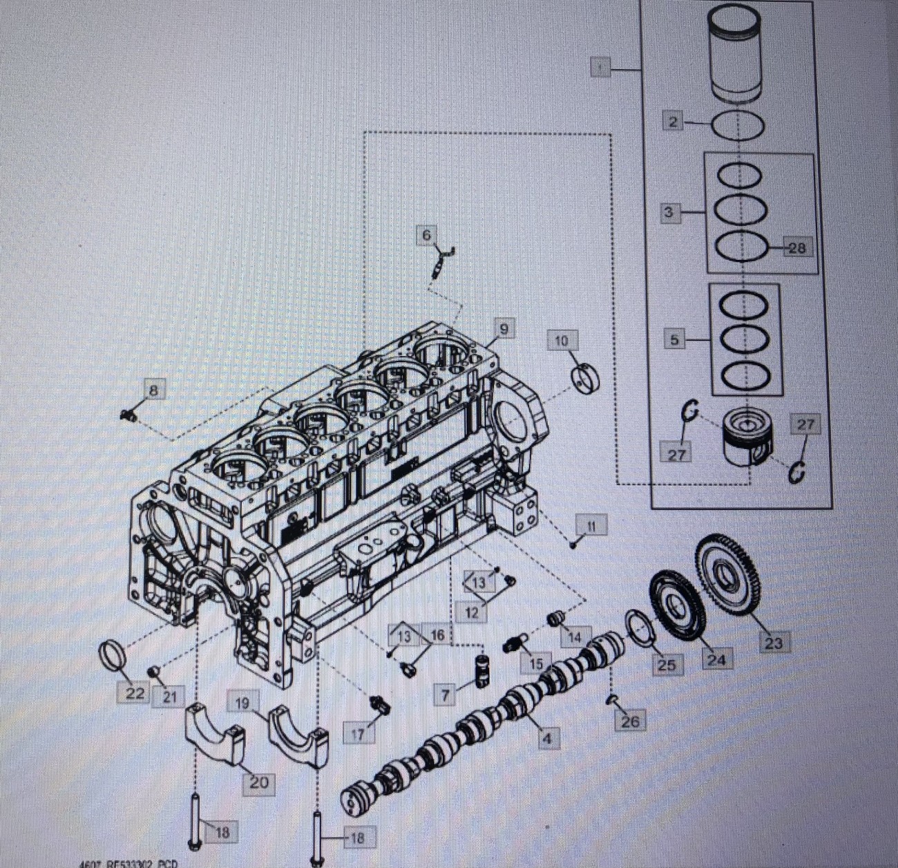 JOHN DEERE 8345R-BLOK CYLINDRÓW