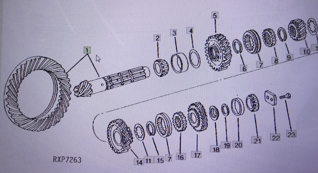 John Deere AR 94319/wałek ataku-koło talerzowe/John Deere 4555/4755/4955 Nr części AR94319