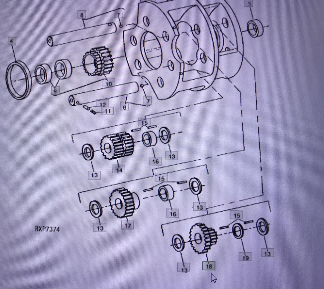 John Deere R112072/wałek zębaty/John Deere 4555/4755/4955
