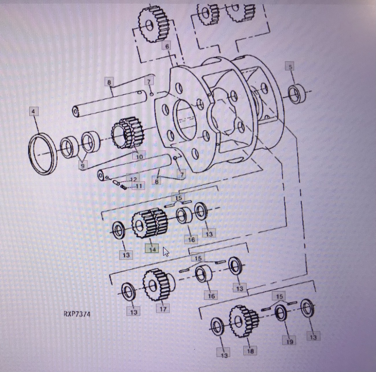 John Deere R71581/wałek zębaty/John Deere 4555/4755/4955