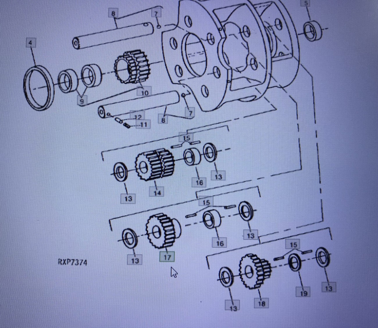 John Deere R71582/wałek zębaty/John Deere 4555/4755/4955