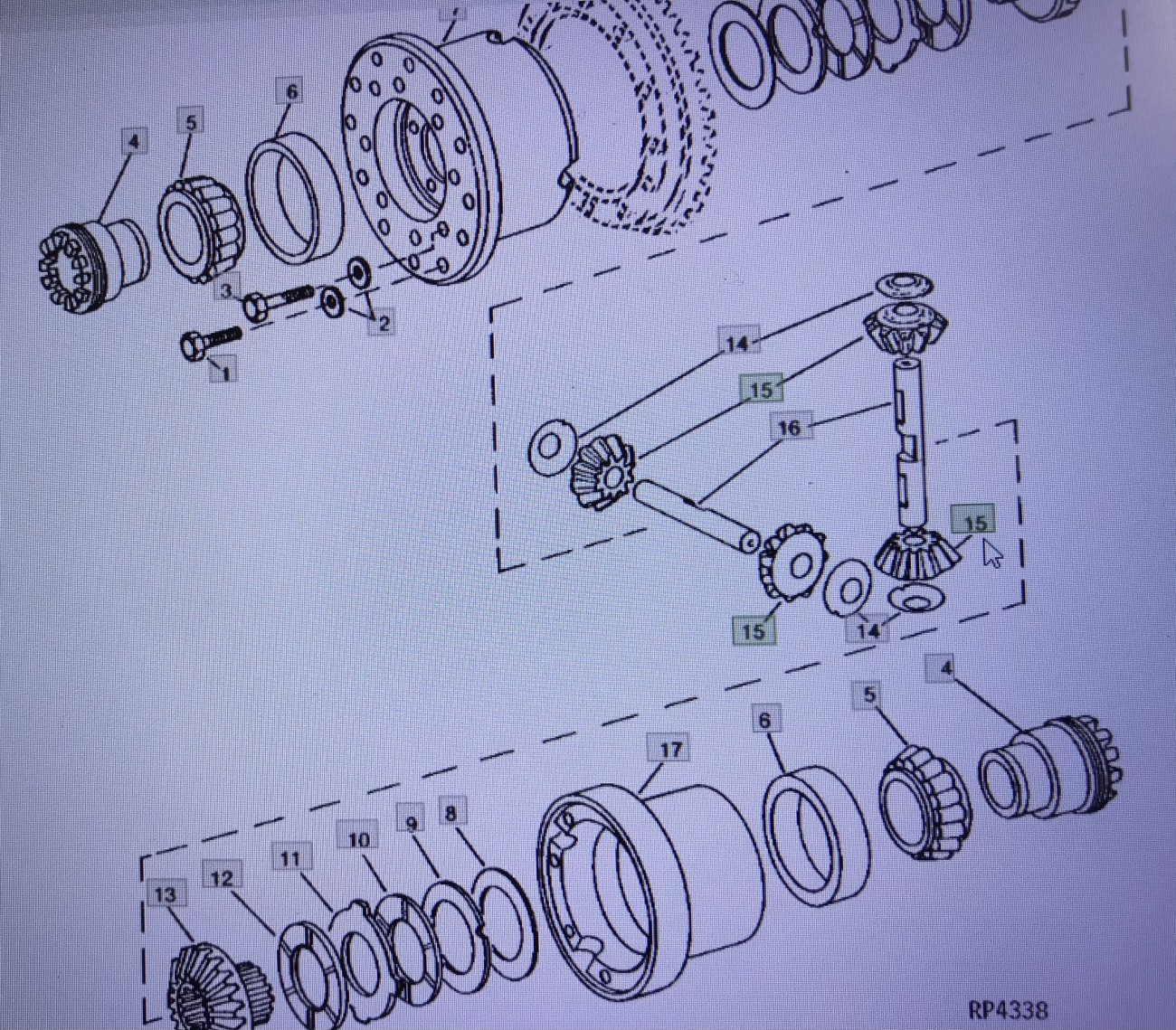 John Deere R83036/wałek zębaty/John Deere 4555/4755/4955