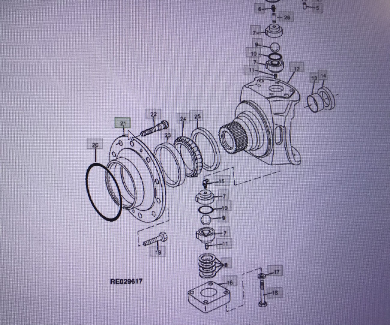 John Deere R85644/R115234/Piasta/John Deere 4555/4755/4955 Nr części R85644/R115234