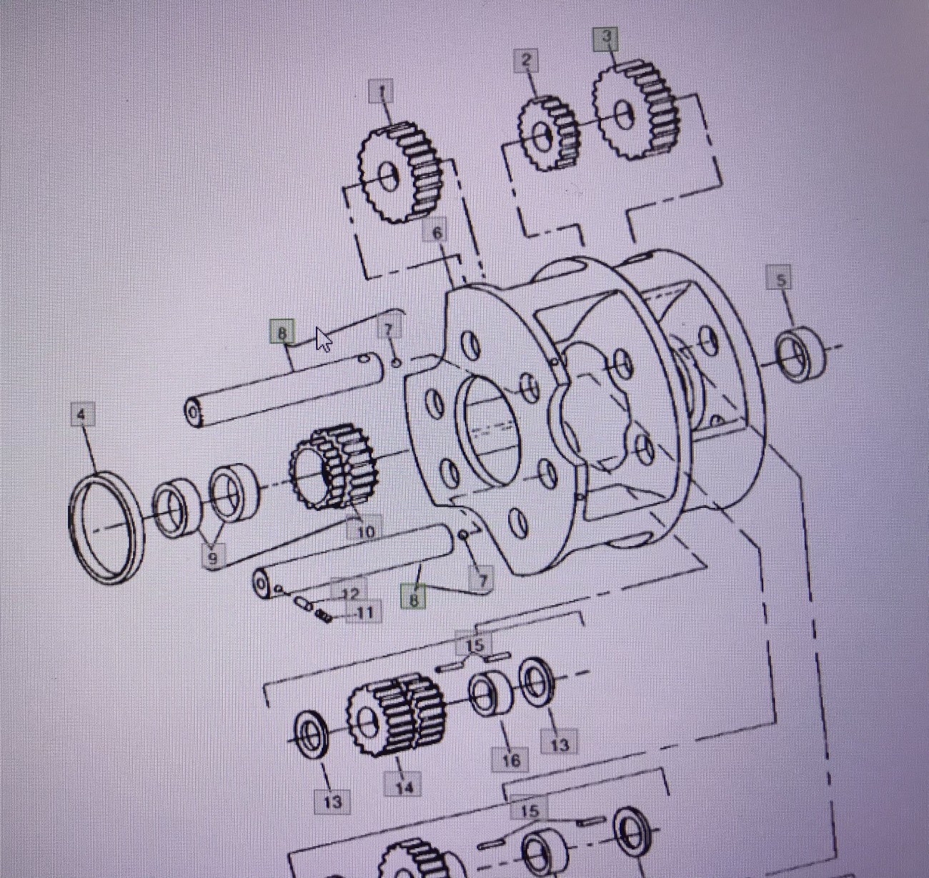 John Deere RE17692/wał zębaty/John Deere 4555/4755/4955