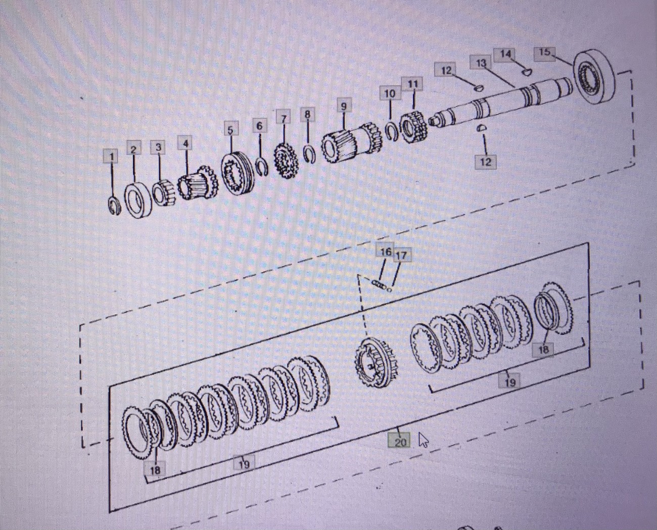 John Deere RE238219/synchronizator komplet/John Deere 4555/4755/4955/ Nr części RE238219
