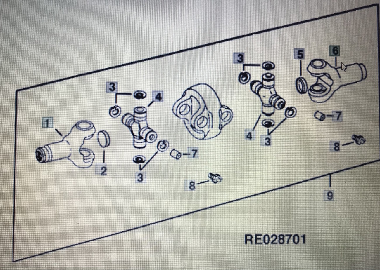 John. Deere RE58639/przegub uniwersalny (widełki)/John Deere 4555/4755/4955 Nr części RE58639