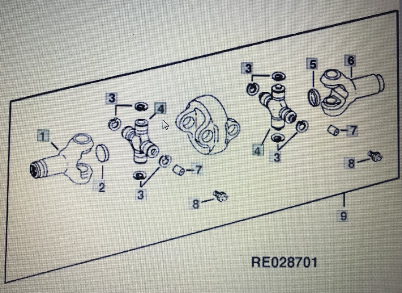 John Deere RE65621/krzyźak wałka napędu/John Deere 4555/4755/4955 Nr części RE65621