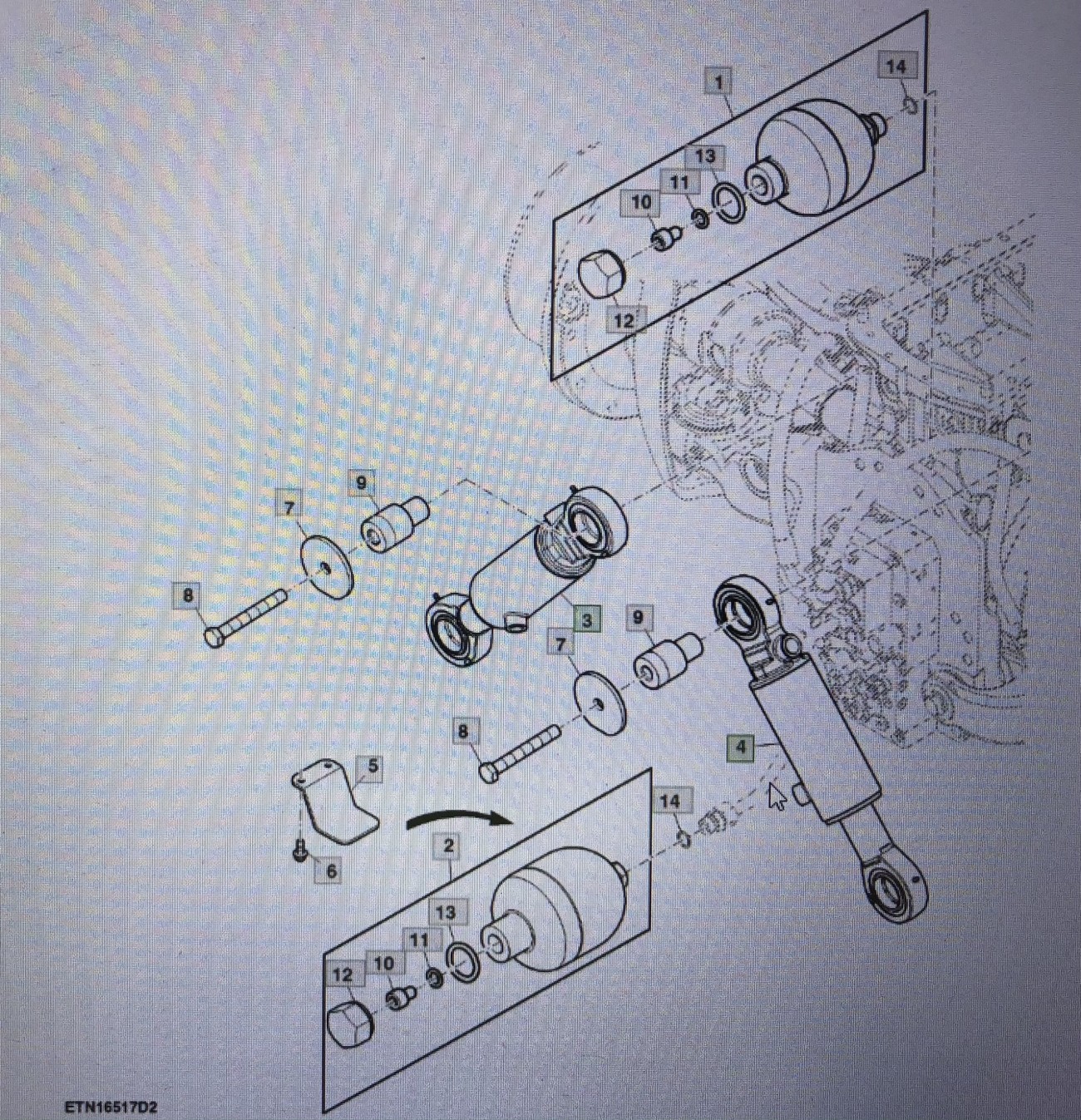 John Deere TA20416/TA20415/ siłownik hydrauliczny/ 8345R 8520 8420 8320 8225R 8235 R