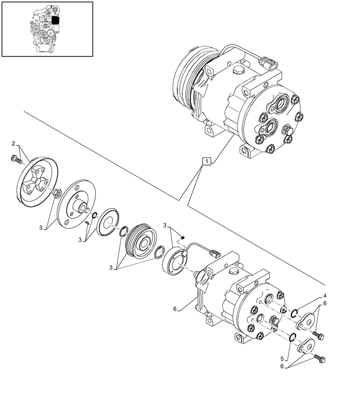 New Holland T6010 T6090 T6070 Sprezarka klimatyz 12v, 43w, w/ pulley 87709785